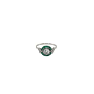 Platinum Diamond Emerald Engagement Ring