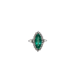 Platinum Emerald and Diamond Ring
