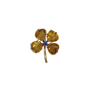 Retro 14K Yellow Gold Citrine and Sapphire Brooch