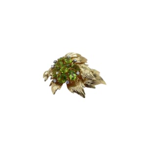18K Yellow Gold Peridot and Diamond Brooch