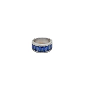 18K White Gold Sapphire and Diamond Band