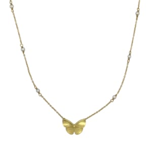 Tiffany & Co. 18K Yellow Gold Pearl Butterfly Pendant
