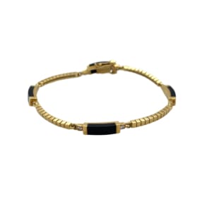 18K Yellow Gold Onyx and Diamond Bracelet