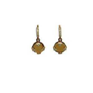 Judith Ripka 18K Yellow Gold Topaz Diamond Earrings