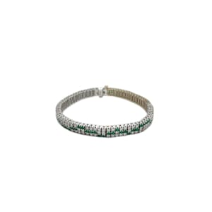 18K White Gold Diamond and Emerald Bracelet