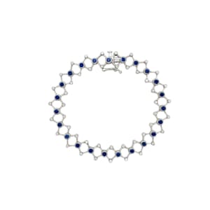 14K White Gold Sapphire and Diamond Bracelet
