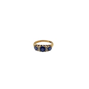 Victorian 18K Yellow Gold Sapphire and Diamond Band