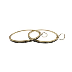 Victorian 14K Yellow Gold Enamel Bangle Bracelet