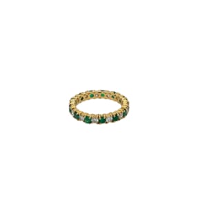 18K Yellow Gold Emerald and Diamond Band