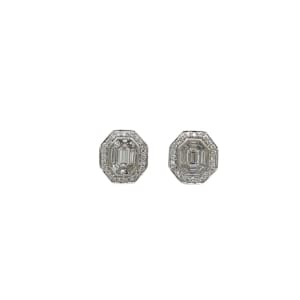 14K White Gold Diamond Cluster Earrings