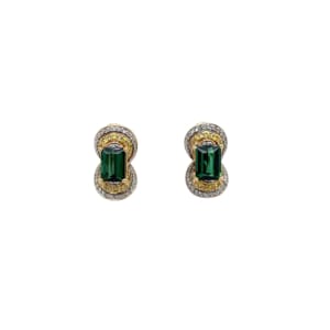 14K Yellow Gold Tourmaline and Diamond Earrings
