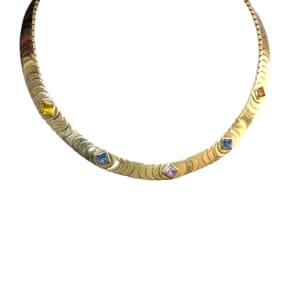 14K Yellow Gold Multi-Color Necklace