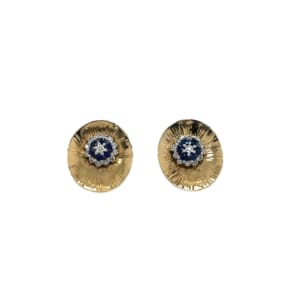 14K Yellow Gold Sapphire and Diamond Earrings