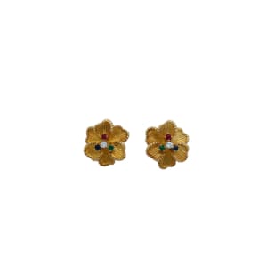 Dan Frere 18K Yellow Gold Diamond, Ruby, Sapphire and Emerald Earrings