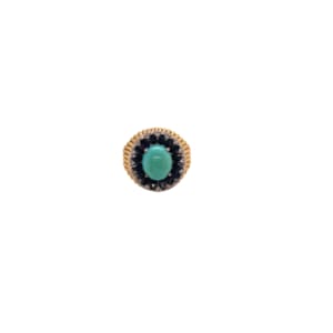 14K Yellow Gold Turquoise, Sapphire and Diamond Ring