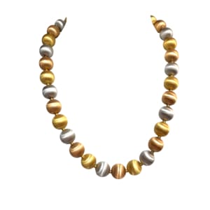 18K White, Rose, and Yellow Gold Bead Necklace