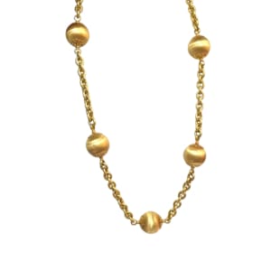 18K Yellow Gold Long Bead Necklace