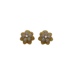 18K Yellow Gold Floral Diamond Earrings