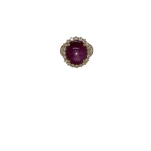 18K Yellow Gold Star-Ruby and Diamond Ring