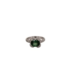18K White Gold Tourmaline and Diamond Ring