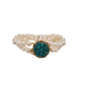 14K Yellow Gold Turquoise Pearl Bracelet